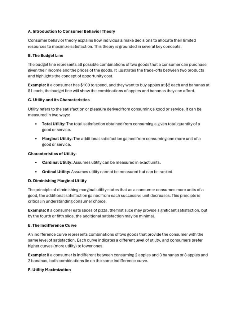 Understanding Consumer Behavior Theory | PDF | Utility | Microeconomics