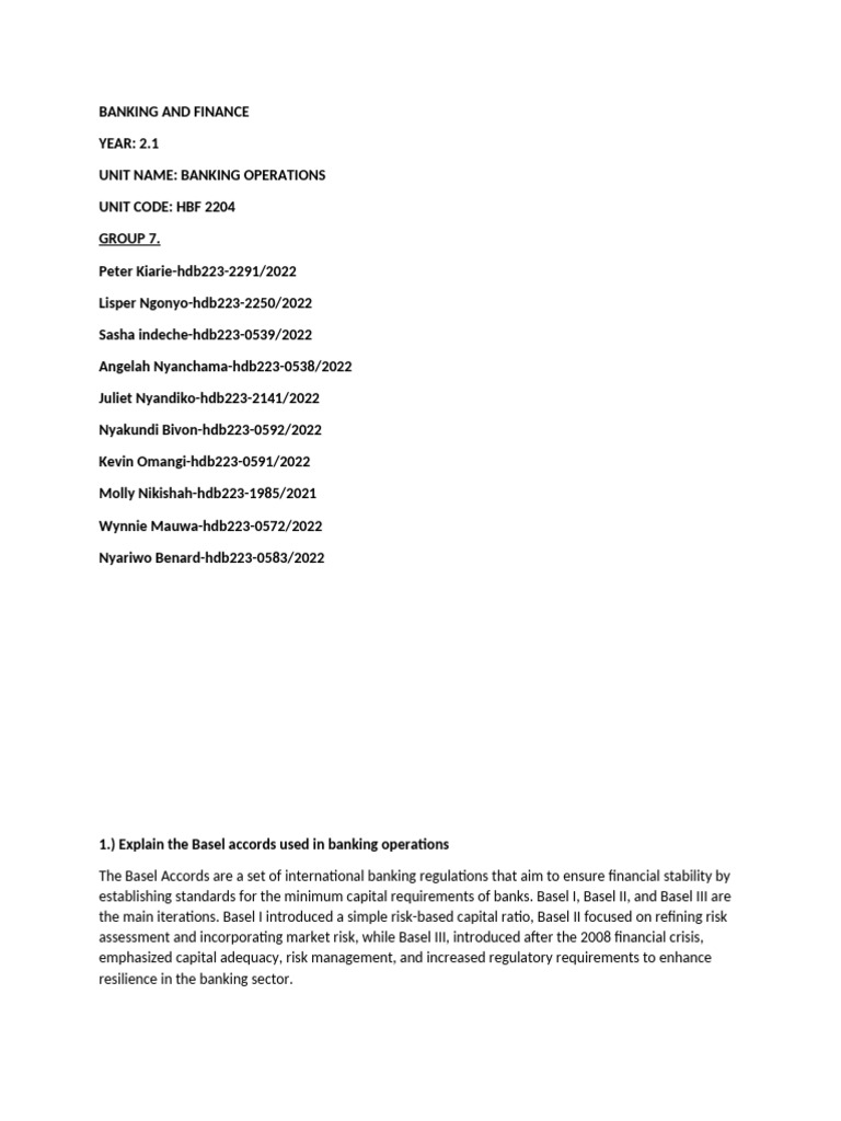 Understanding the Basel Accords in Banking | PDF | Basel Ii | Capital ...