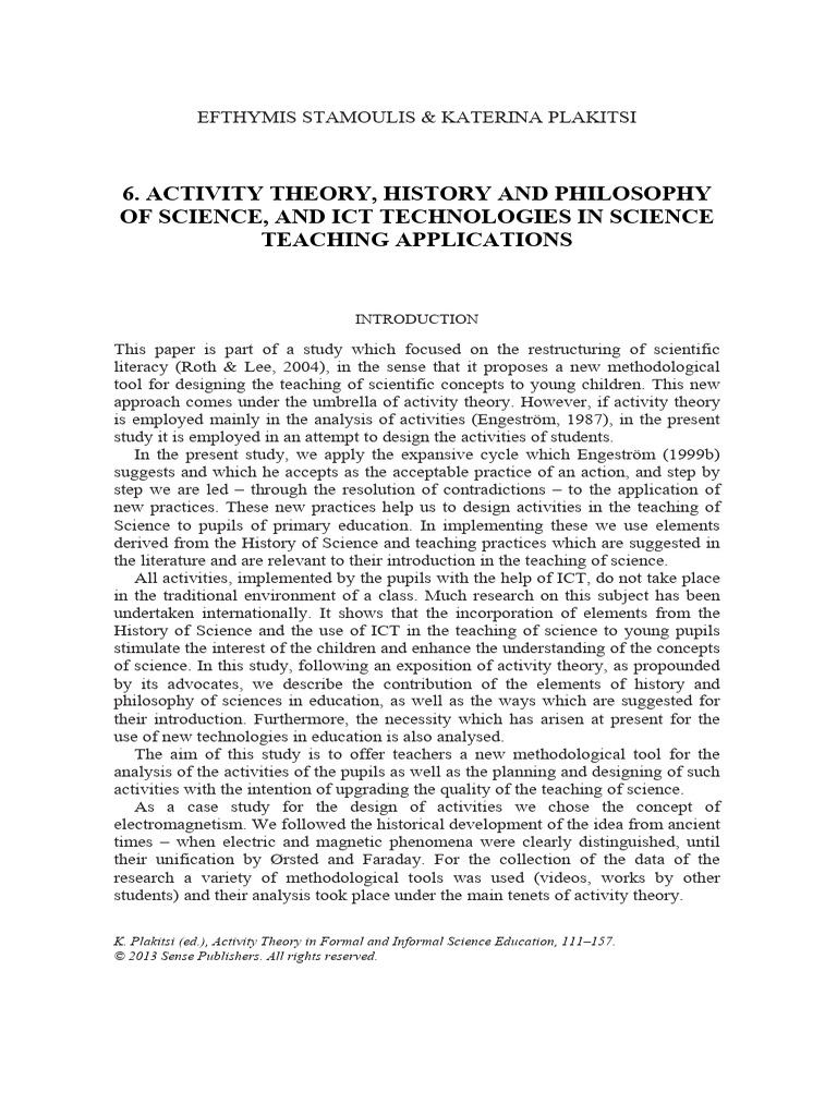 Activity Theory in Formal and Informal Science Edu... - (6. Activity ...