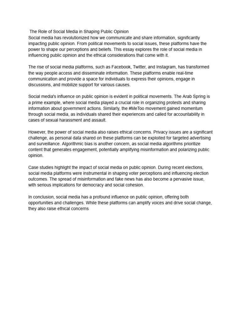 Social Media's Impact on Public Opinion | PDF
