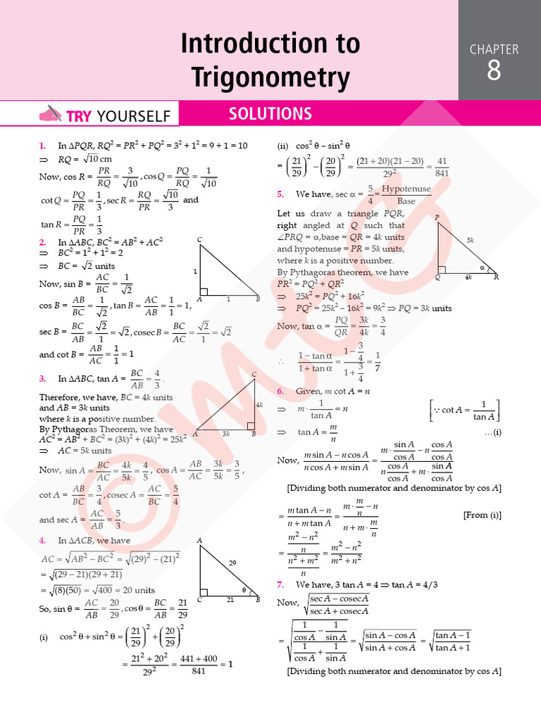 Trigonometry Solutions and Proofs | PDF | Trigonometric Functions ...
