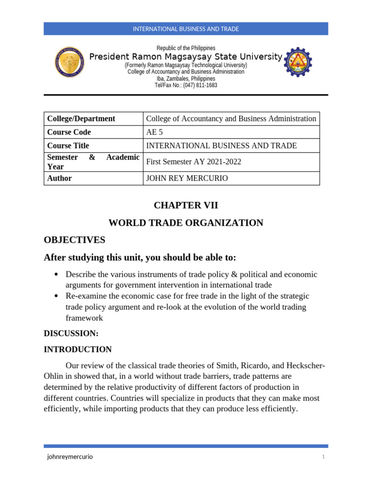 MODULE 7 | PDF | World Trade Organization | International Trade