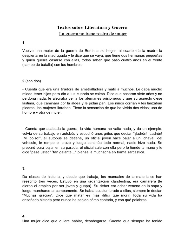 Literatura y Reflexiones sobre la Guerra | PDF