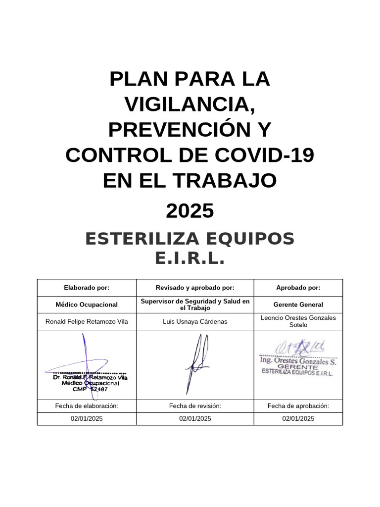 Plan de Vigilancia COVID-19 2025 | PDF | Seguridad y salud ocupacional ...
