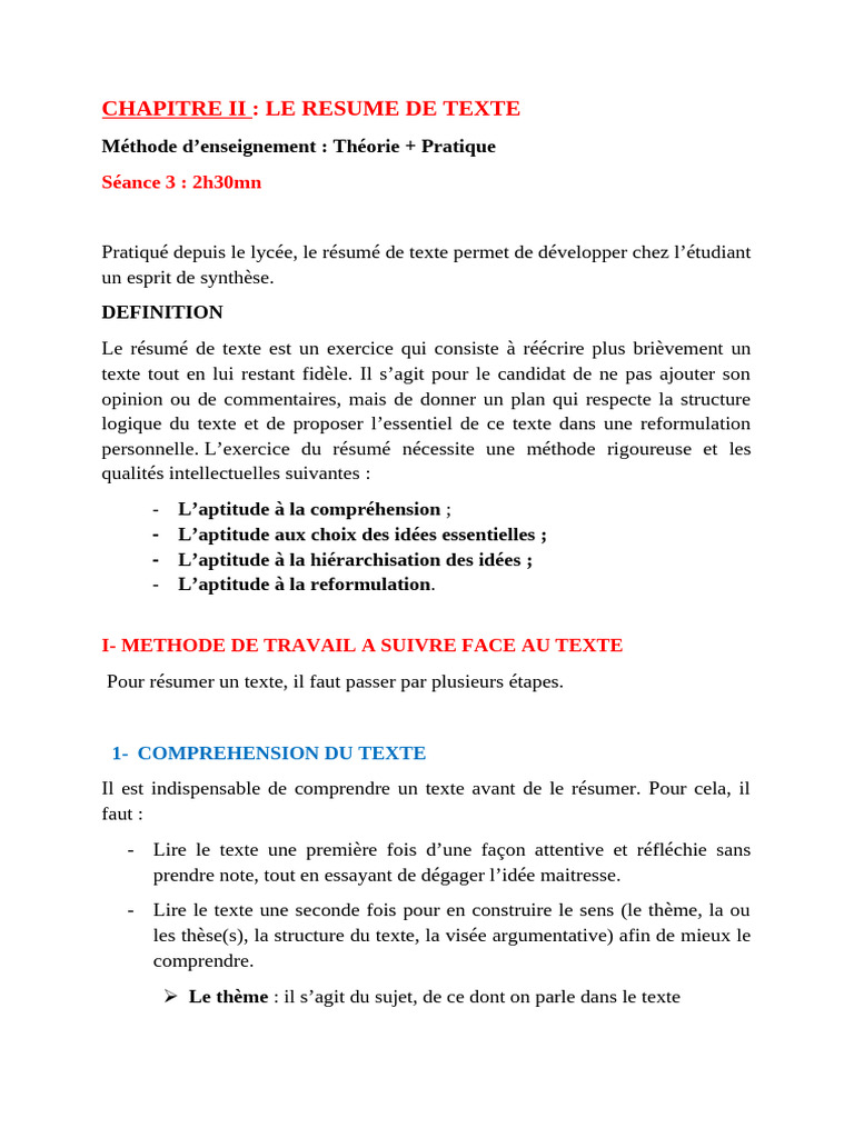 Méthodologie du Résumé de Texte | PDF | Linguistique