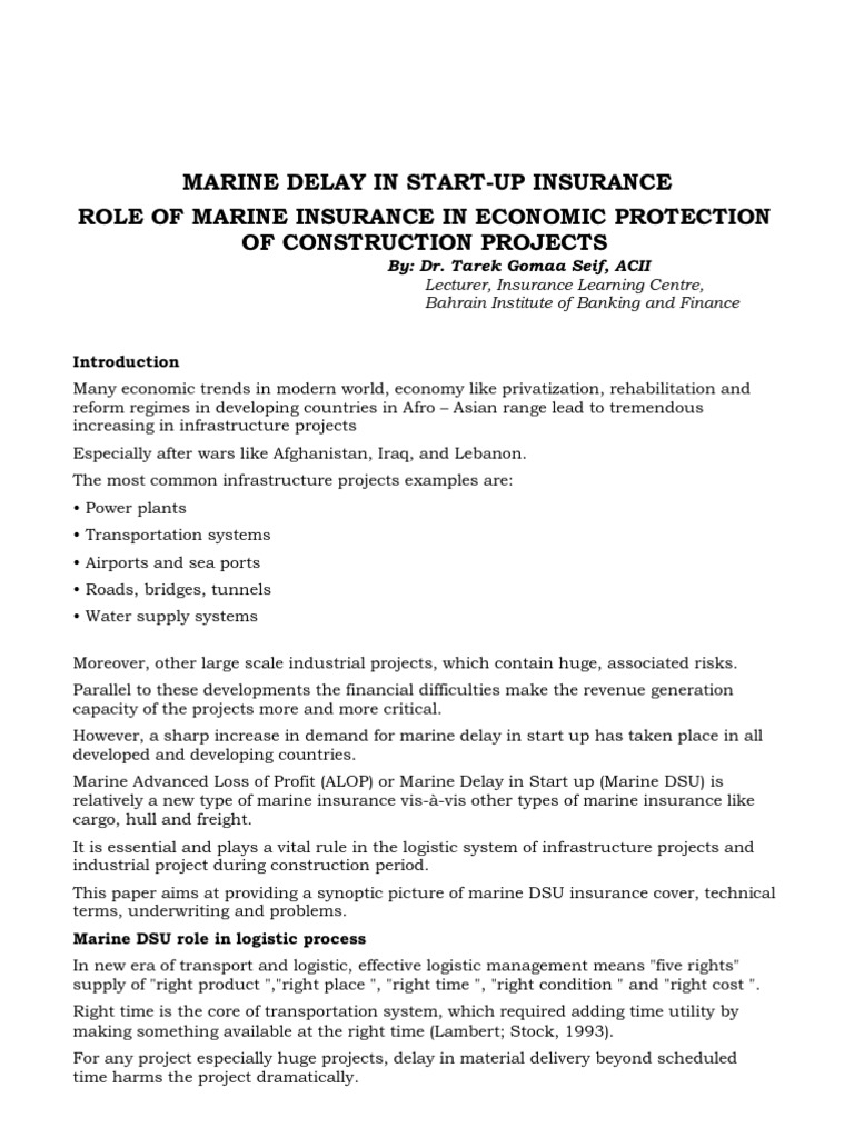 Marine PDF Underwriting Insurance