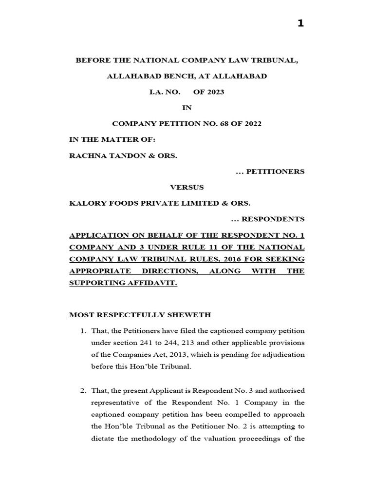 Final Application for Valuation Directions | PDF