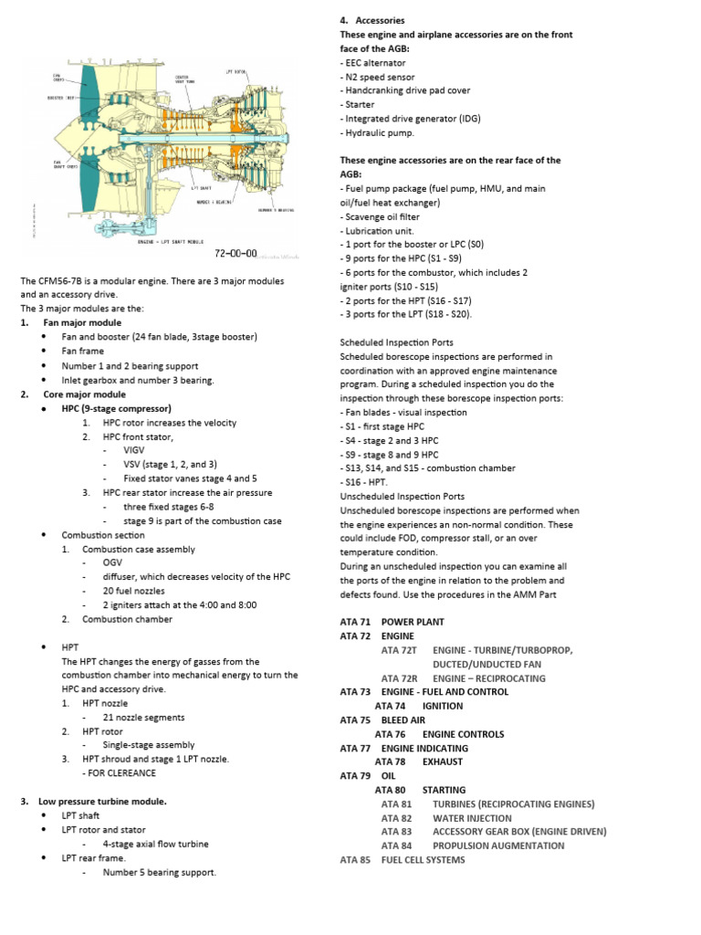 CFM56-7B Engine Module Overview | PDF | Turbine | Engines