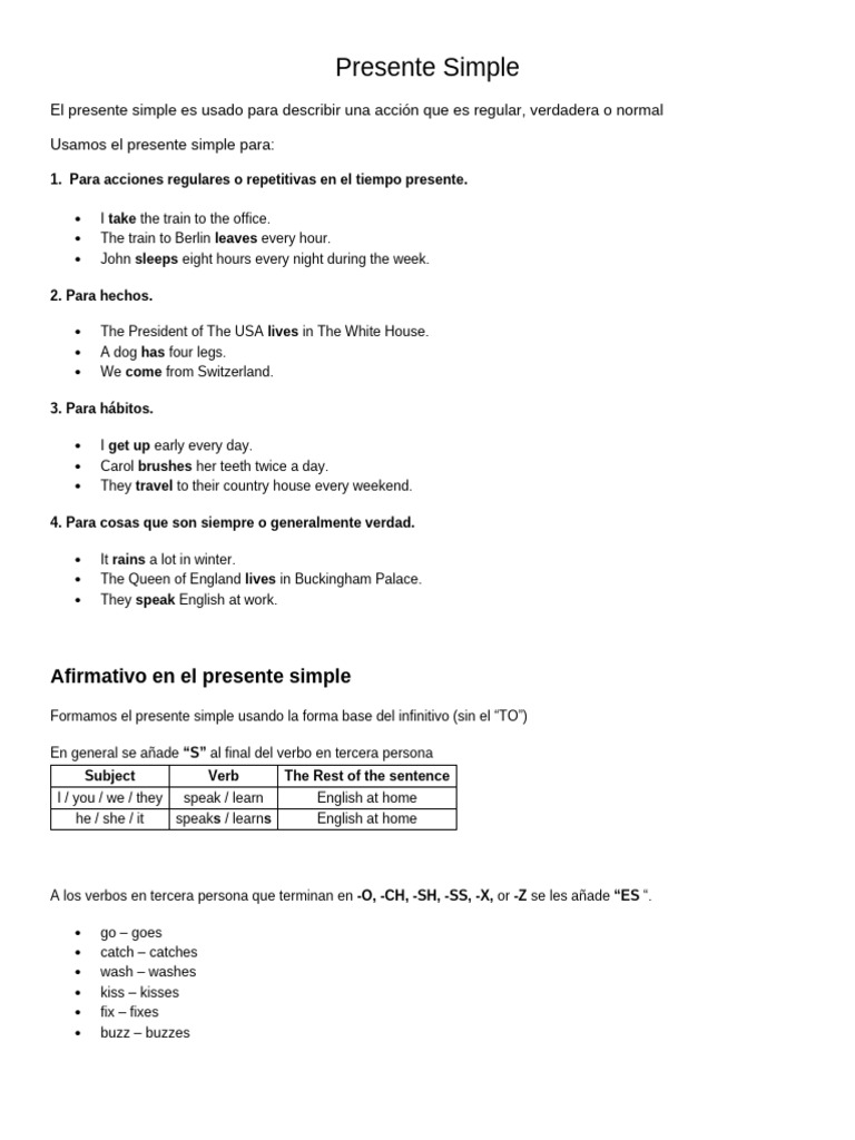 Presente Simple | PDF | Grammar | Linguistics