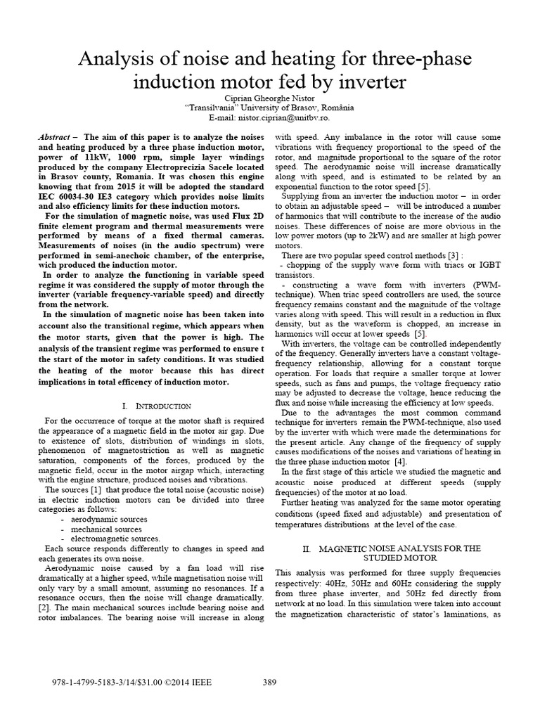 Noise and Heating Analysis of Induction Motor | PDF | Electric Motor ...