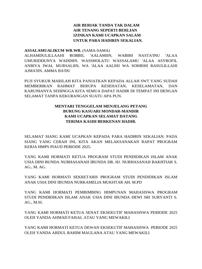 Teks MC Rapat Proker | PDF