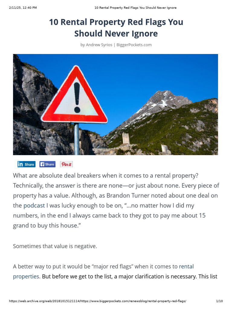 10 Major Rental Property Red Flags | PDF | Eviction | Landlord