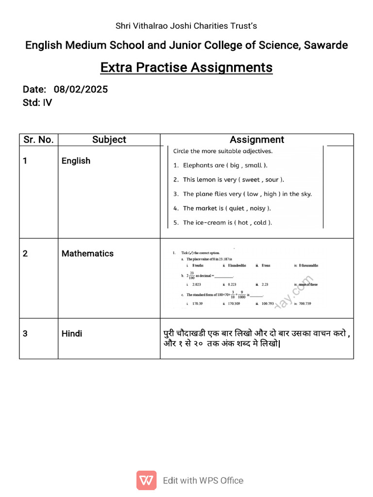Extra Practise Assignment | PDF