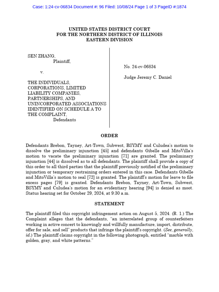 Order Dissolving Preliminary Injunction | PDF | Injunction | Common Law