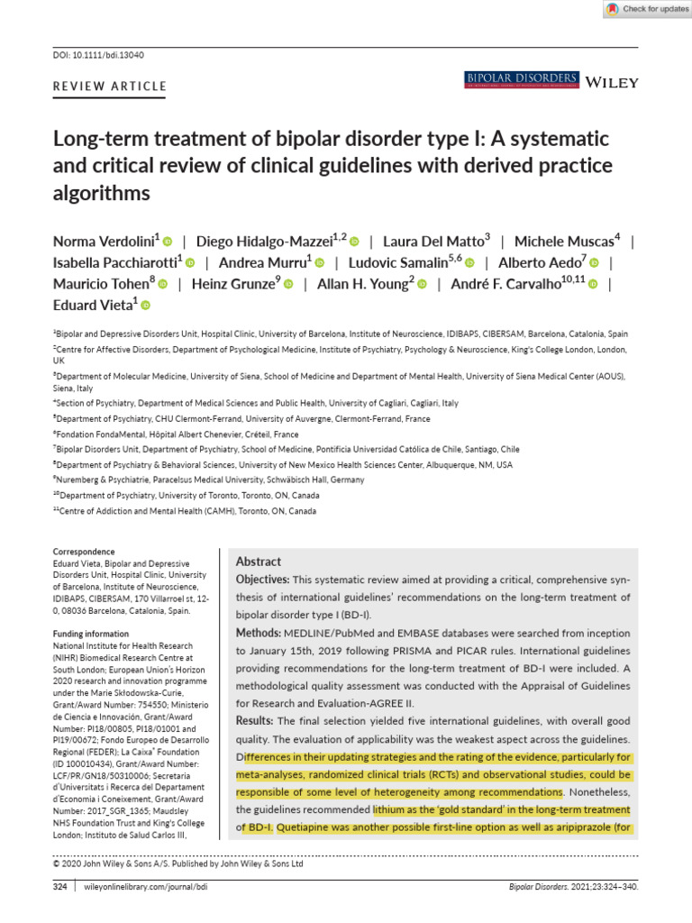 Long-Term Treatment of Bipolar Disorder | PDF | Therapy | Systematic Review
