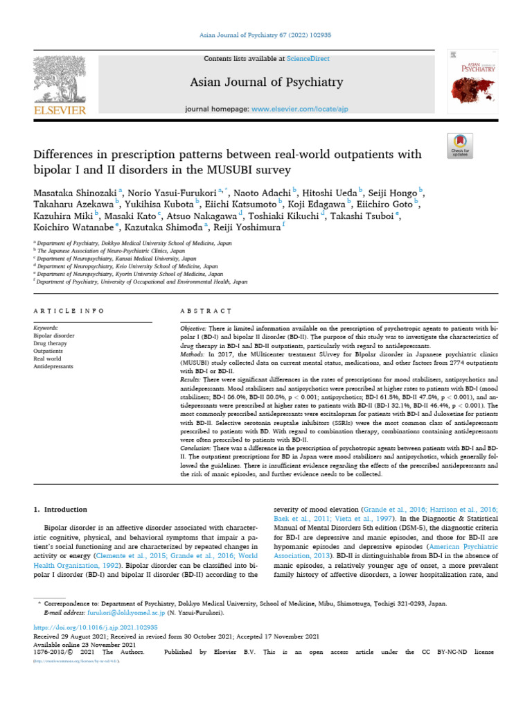 Prescription Patterns in Bipolar Disorders | PDF