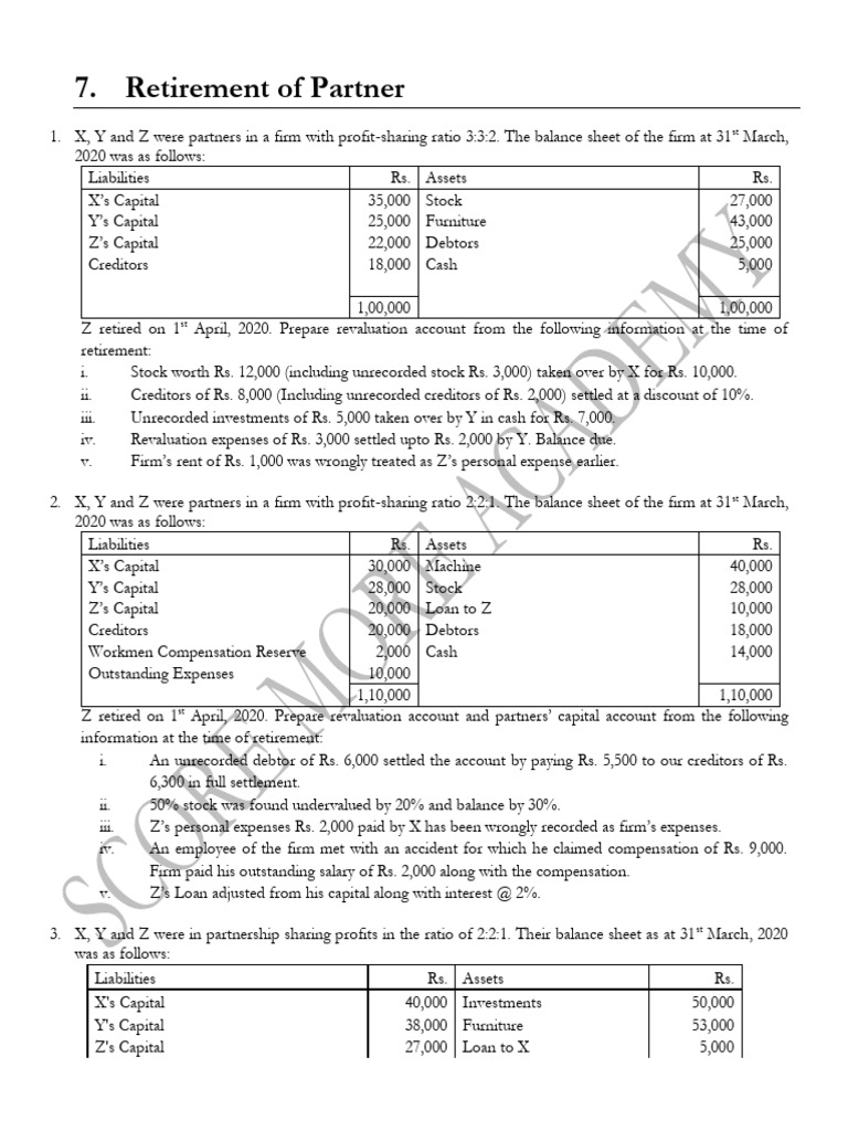 Retirement of Partner: Accounting Entries | PDF | Goodwill (Accounting ...