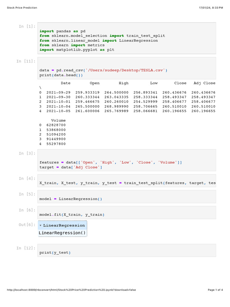 Stock Price Prediction Model Analysis | PDF | Mean Squared Error ...