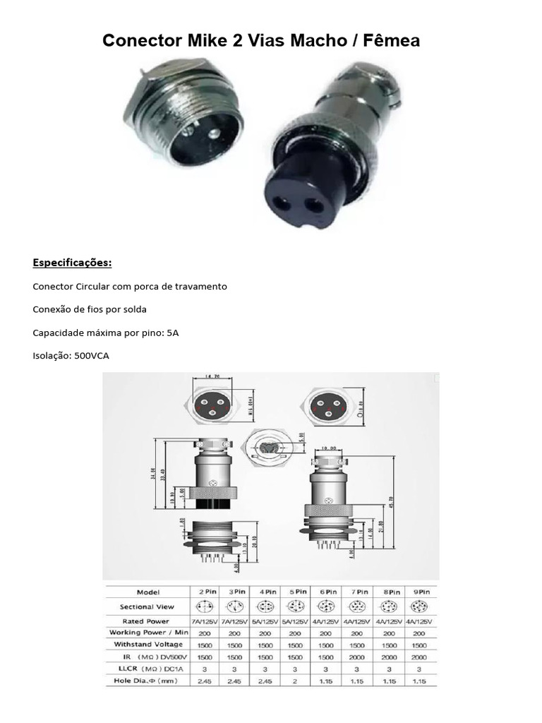 Conector Mike 2 Vias Macho | PDF