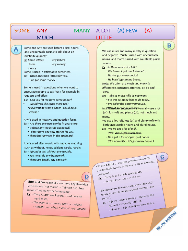 Understanding Some, Any, Much, and Many | PDF | Plural | Noun