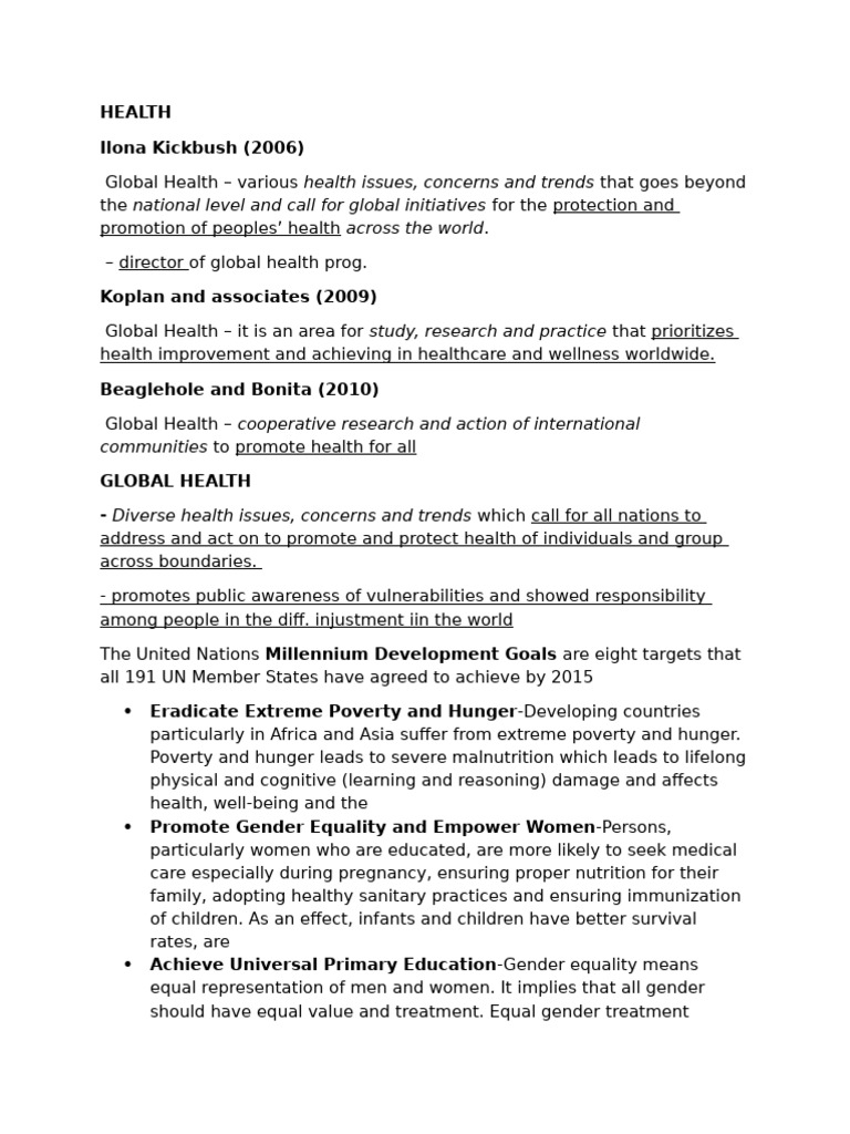 mapeh (1) | PDF | Tuberculosis | Millennium Development Goals