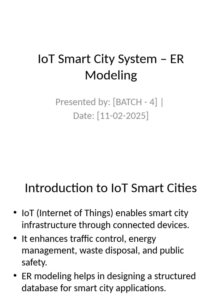 IoT Smart City ER Model Overview | PDF | Internet Of Things | Computing
