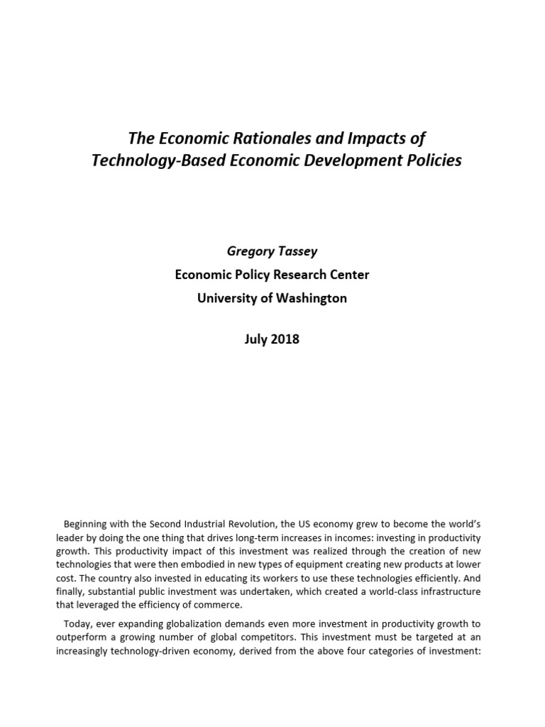 Economic Impacts of Technology Development | PDF | Economic Growth ...