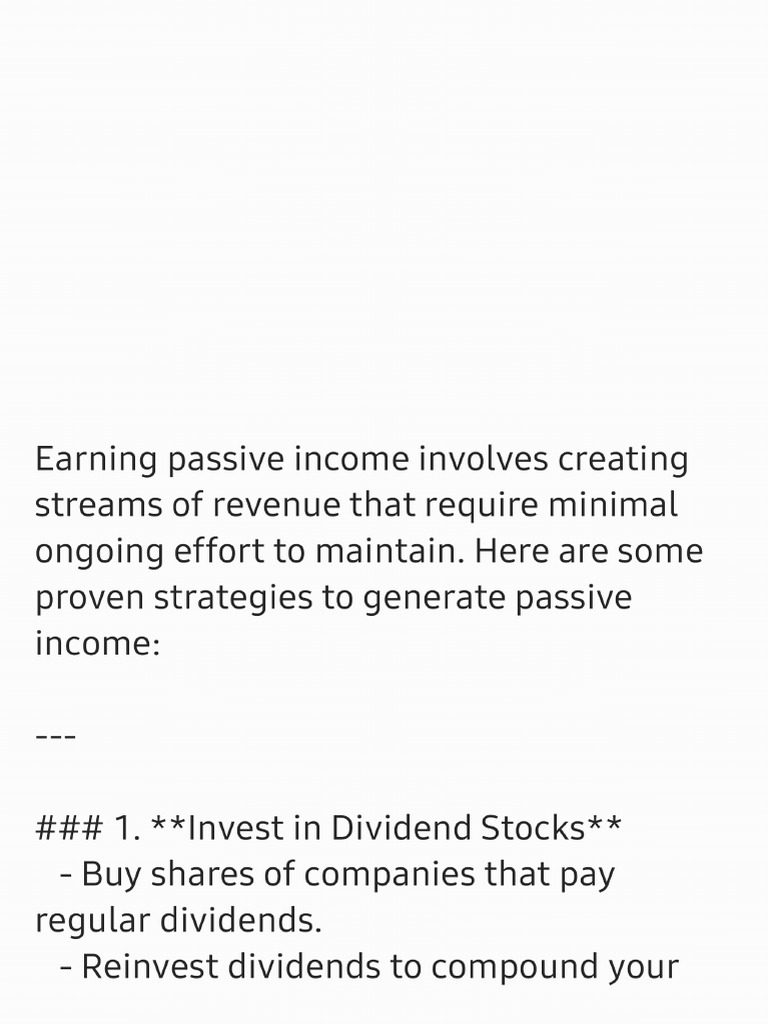 How To Earn Passive Income | PDF