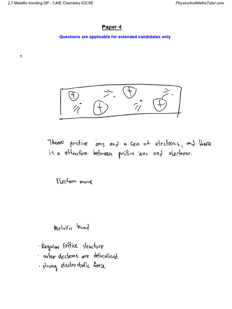 2.7 Metallic Bonding QP | PDF