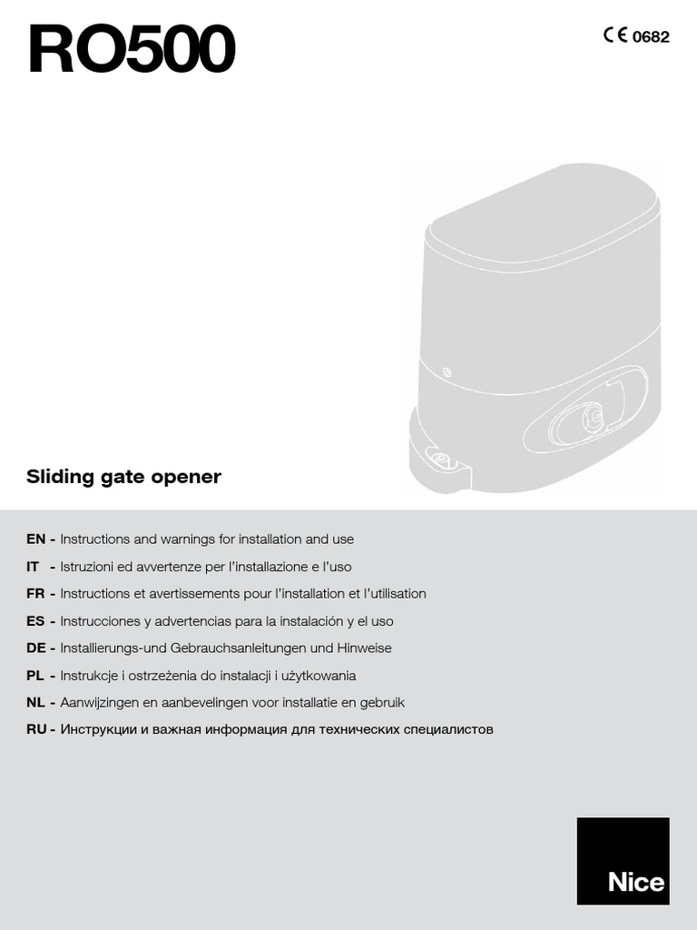 RO500 Sliding Gate Opener Manual | PDF | Power Supply | Switch