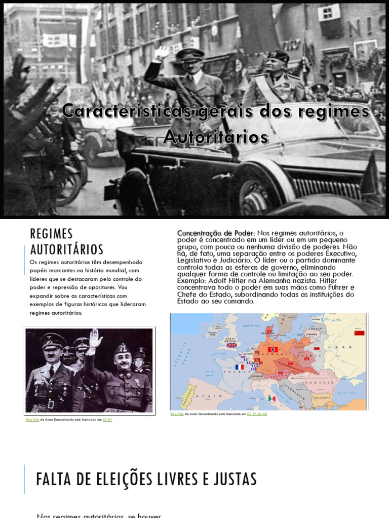 Características dos Regimes Autoritários | PDF | Autoritarismo | Estado