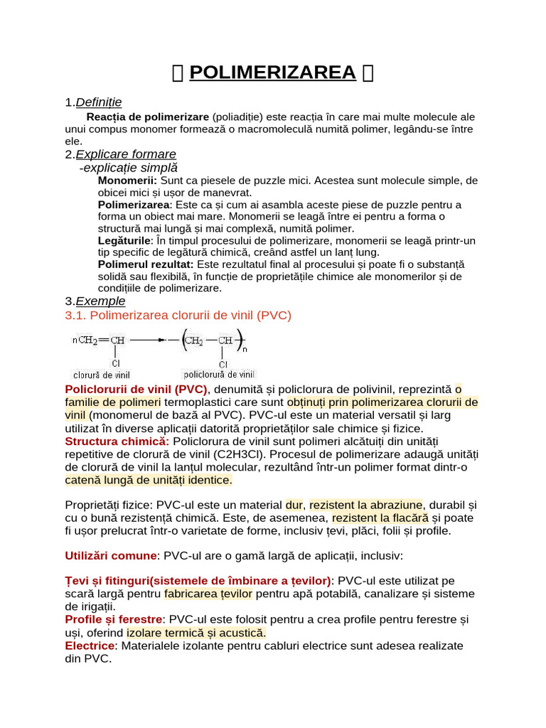 POLIMERIZAREA | PDF
