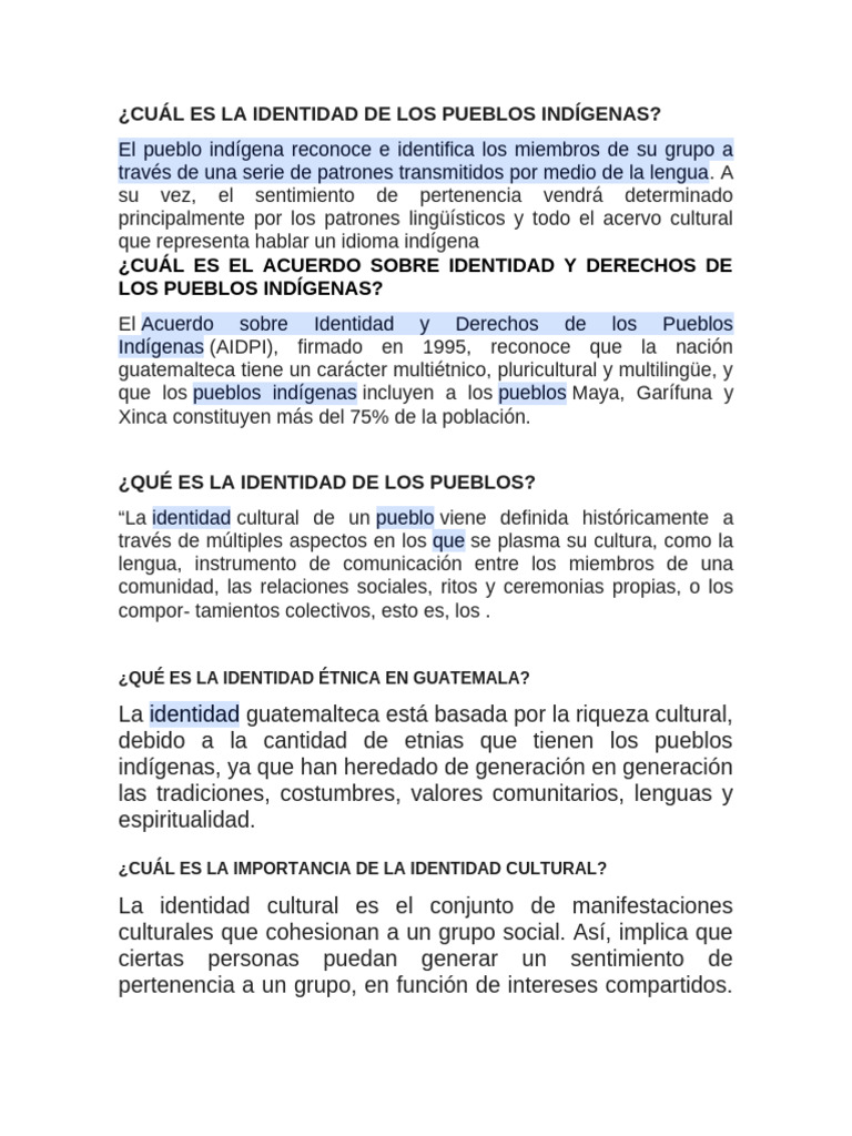Cuál Es La Identidad de Los Pueblos Indígenas | PDF