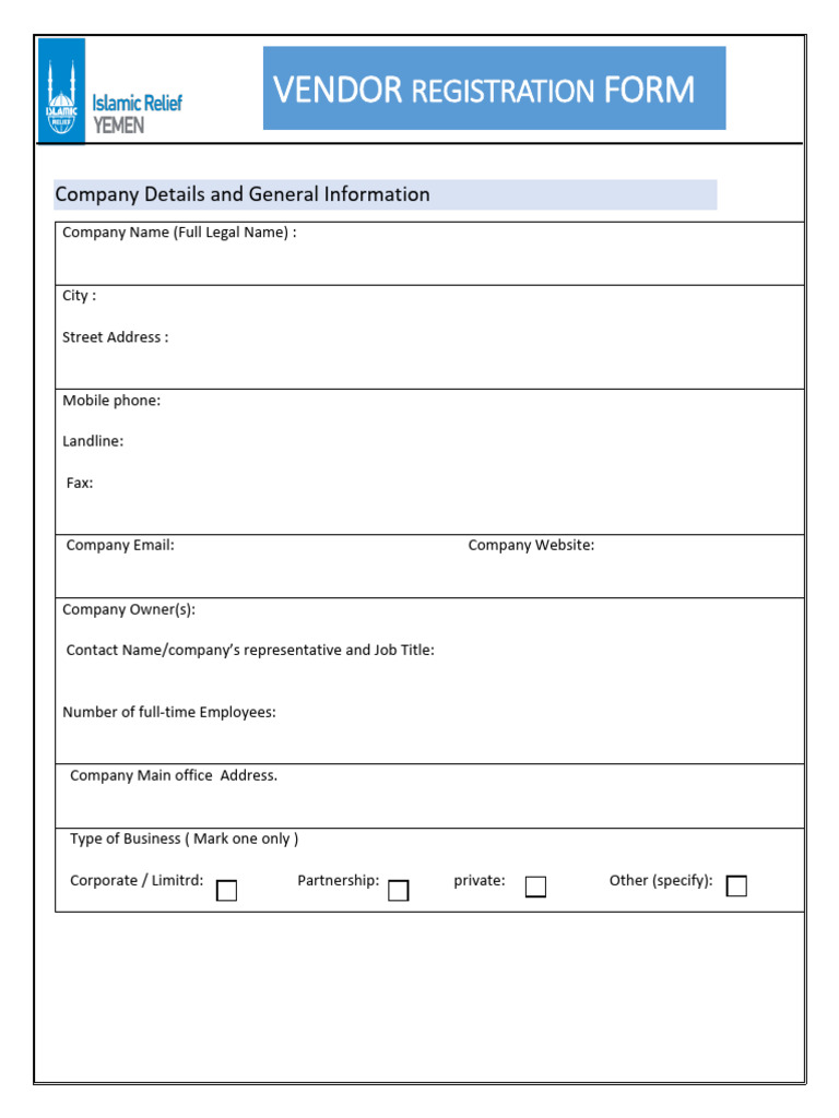 VENDOR REGISTRATION FORM - Updated | PDF