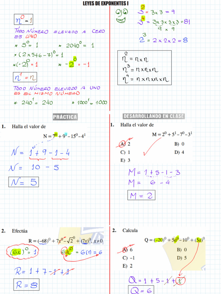 3-Álgebra-Teoría de Exponentes I | PDF