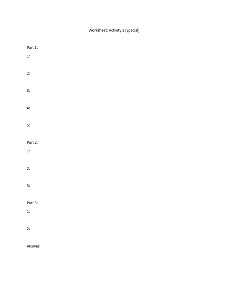 Activity 1 Worksheet | PDF