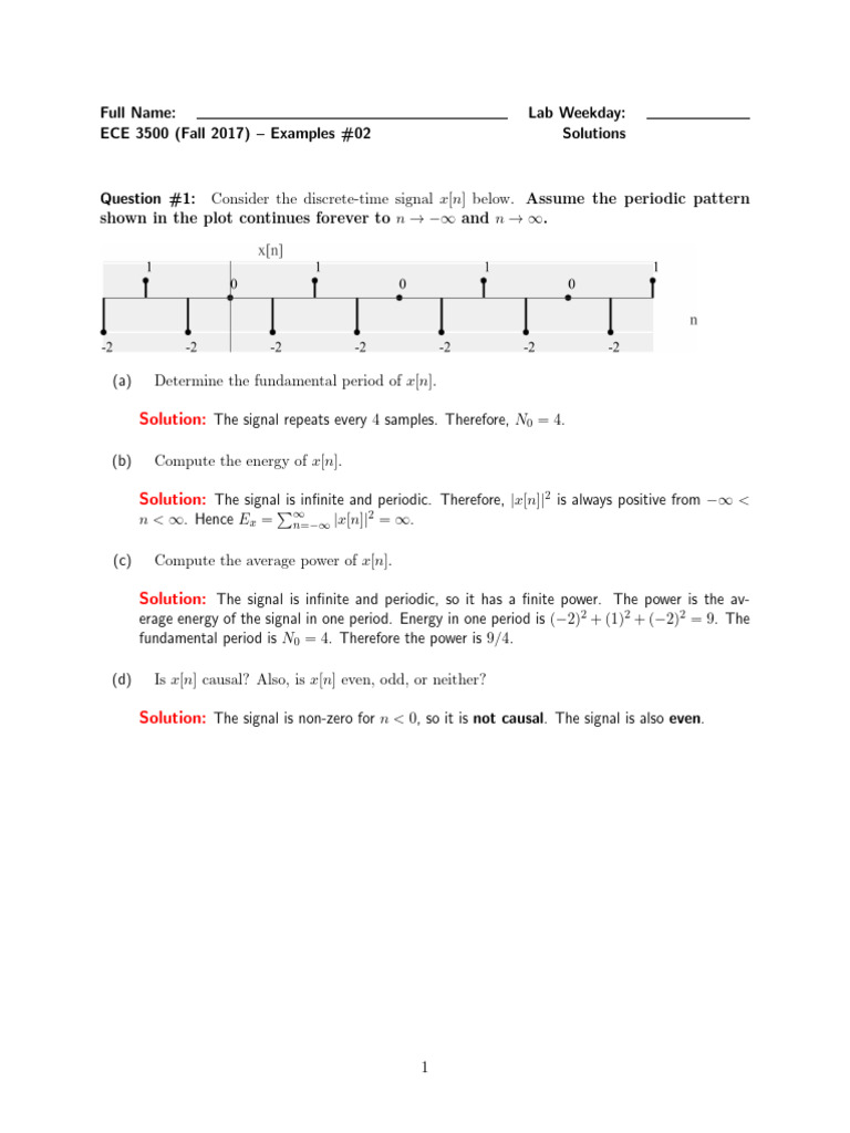 Analyzing Periodic Signals in ECE 3500 | PDF | Signal Processing ...