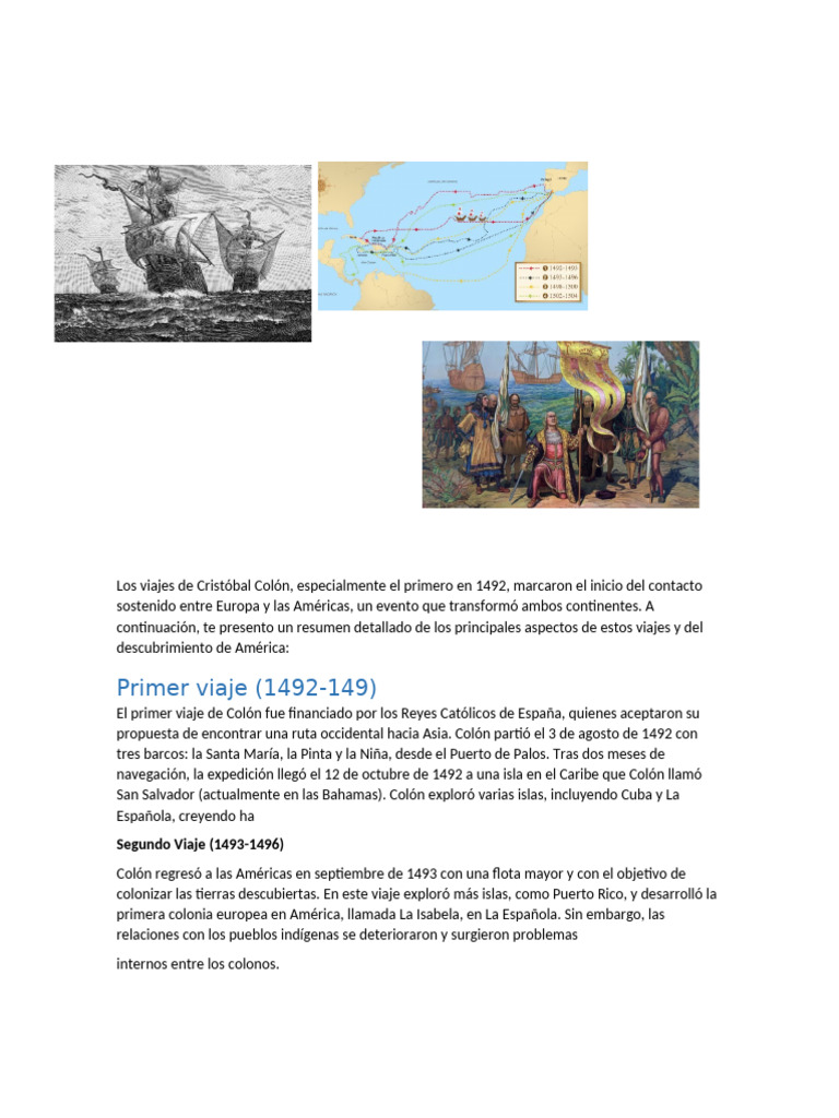 Viajes de Cristóbal Colón y su impacto | PDF | Cristobal colon | Américas