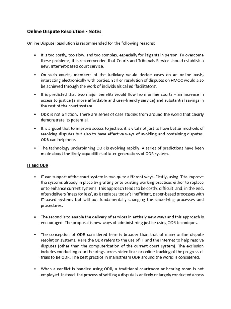 Benefits of Online Dispute Resolution | PDF | Justice | Crime & Violence
