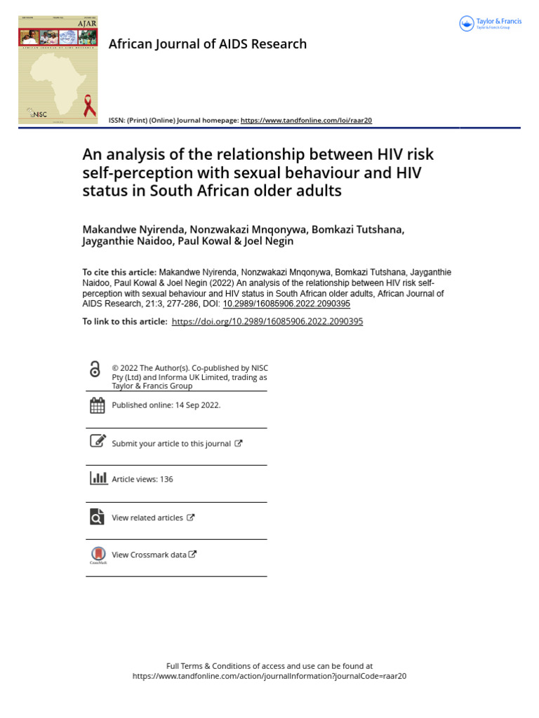 An Analysis of The Relationship Between HIV Risk Self-Perception | PDF ...