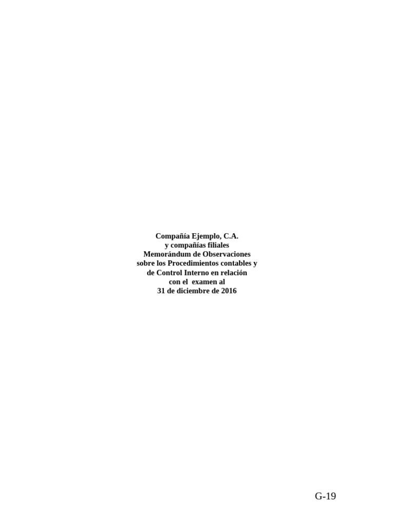 Modelo - de - La - Carta de Gerencia o de Control Interno | PDF ...