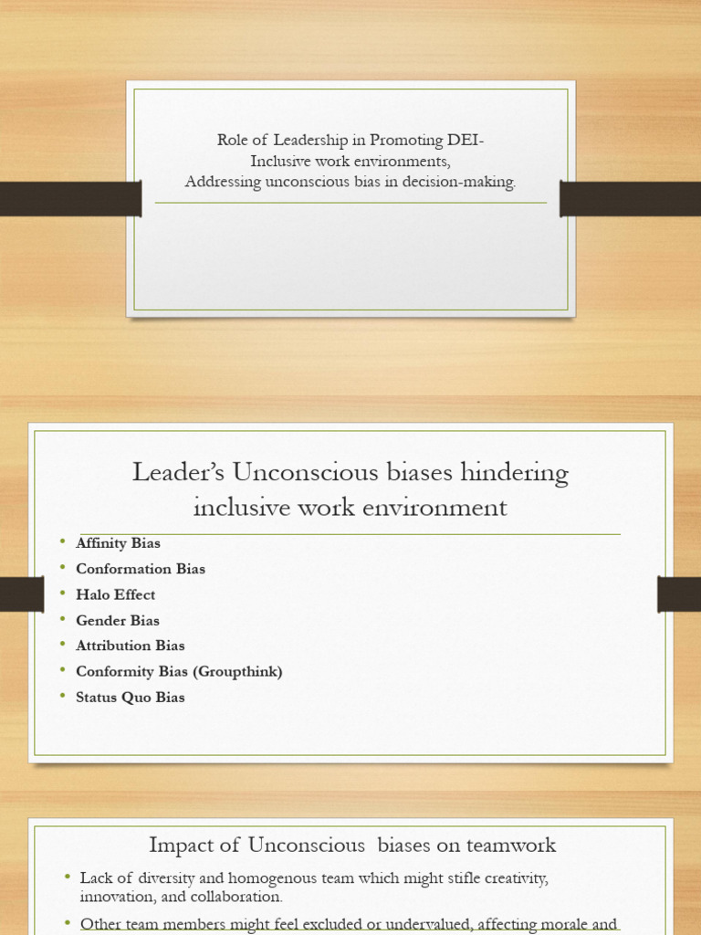 Role of Leadership in Promoting DEI- Inclusive Work | PDF