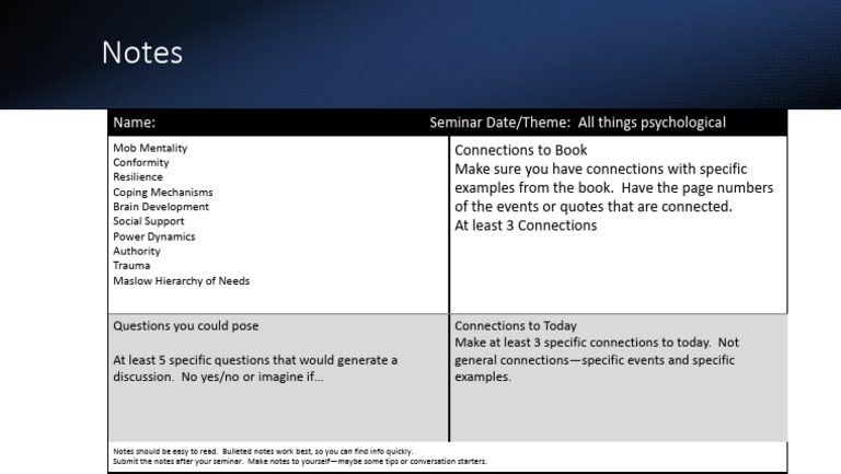 Seminar Notes on Psychological Themes | PDF