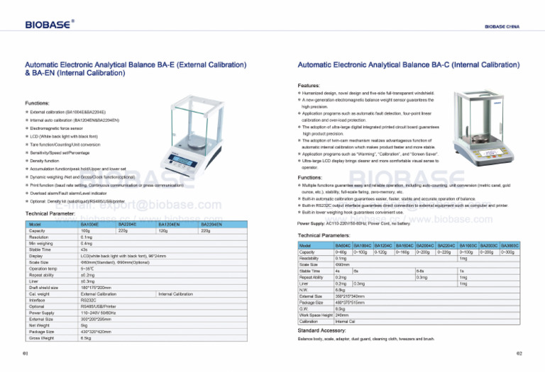 2 BA-E BA-En Automatic Electronic Analytical Balance&BA-C Automatic ...