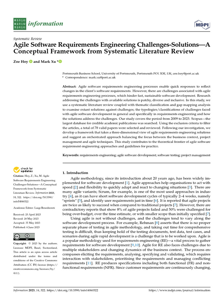 Agile Software Requirements Engineering Challenges | PDF | Software ...