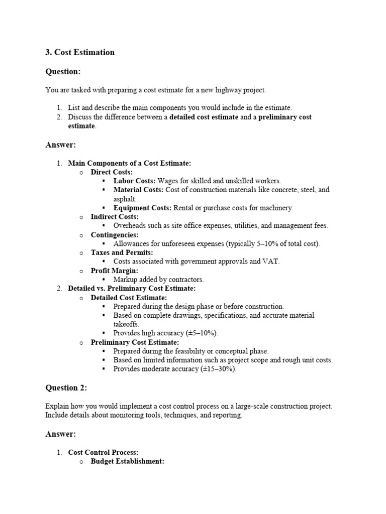 Highway Project Cost Estimation Guide | PDF | Business
