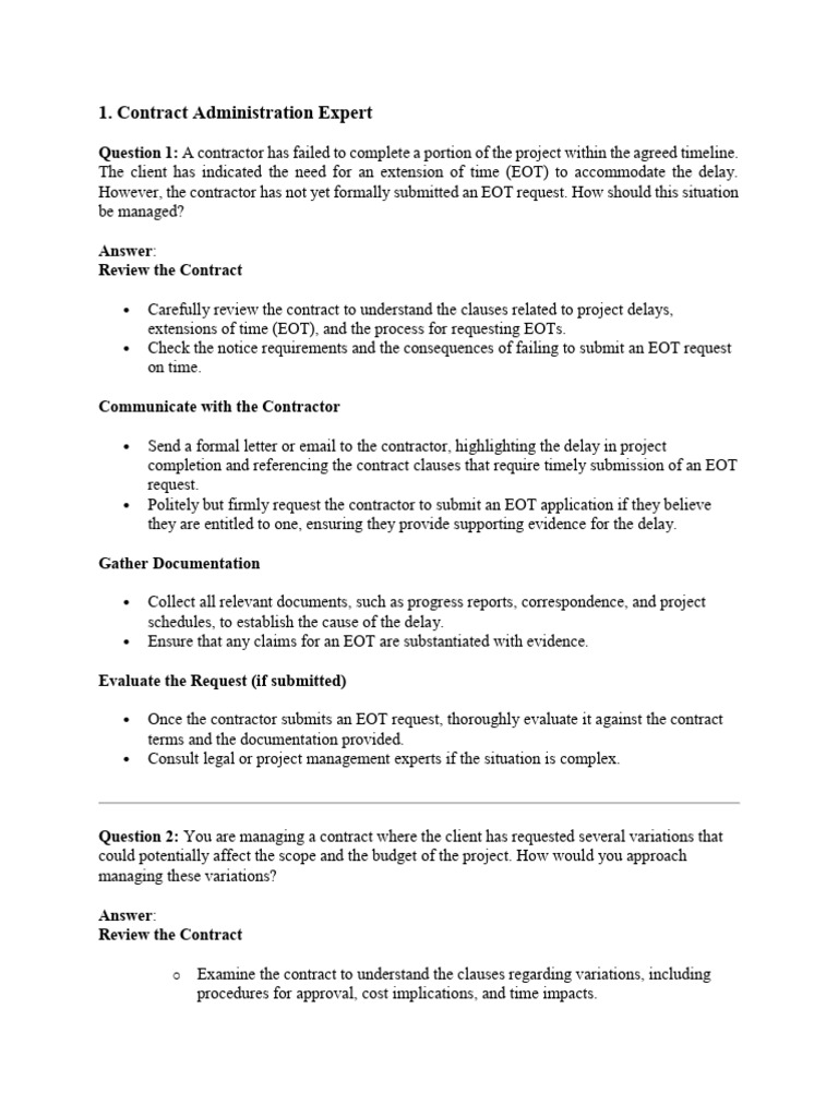 Managing Contract Delays and Variations | PDF