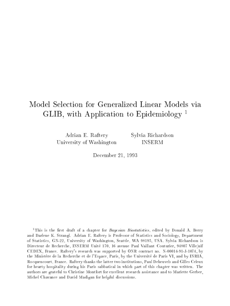 Model Selection For Generalized Linear Models Via | PDF | Statistical ...