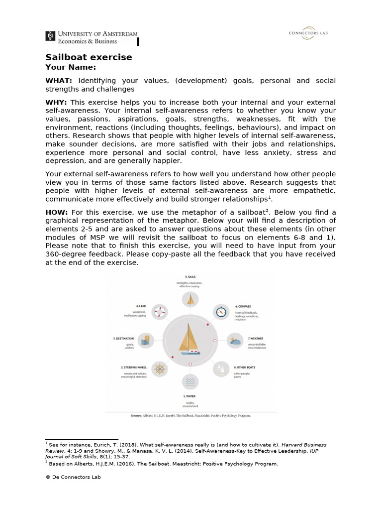 Sailboat Exercise for Self-Awareness | PDF | Goal | Professional Skills