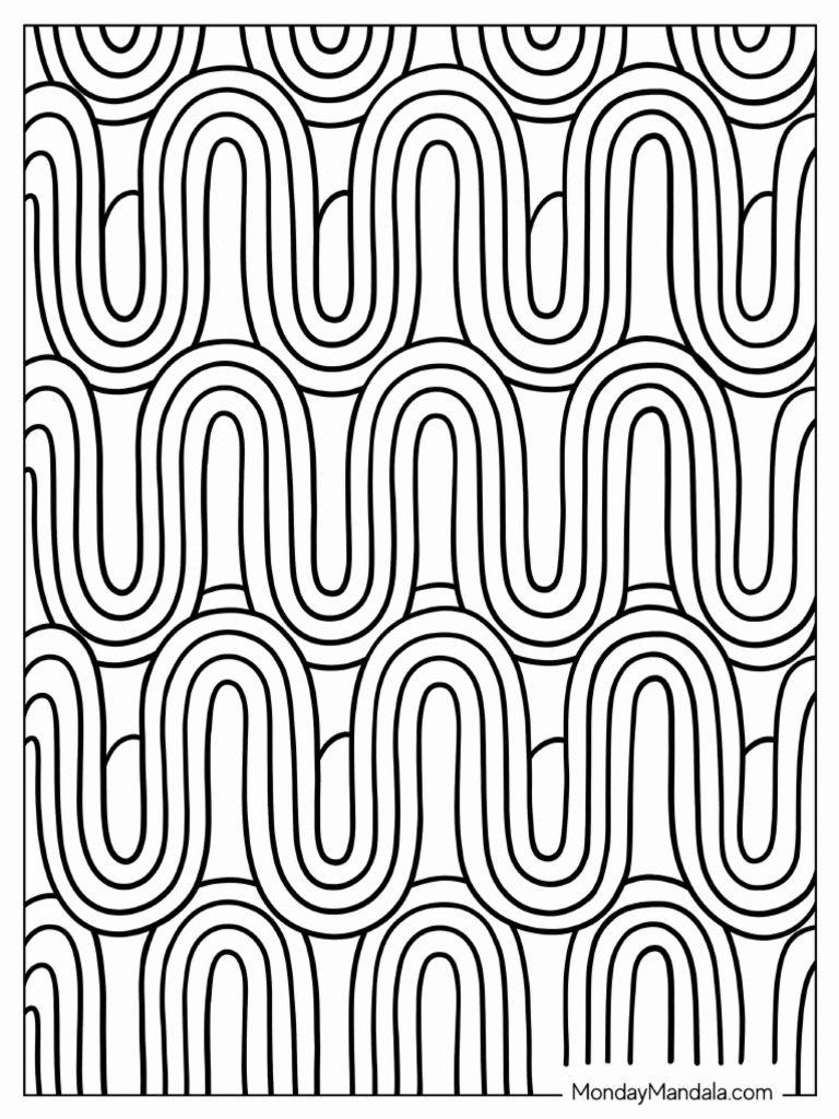 Curved Patterns Coloring Page For Kids | PDF